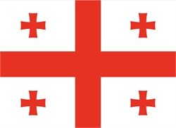 [ai] The flag of Georgia featuring a large red cross in the center, with four smaller red crosses in each corner on a white background.